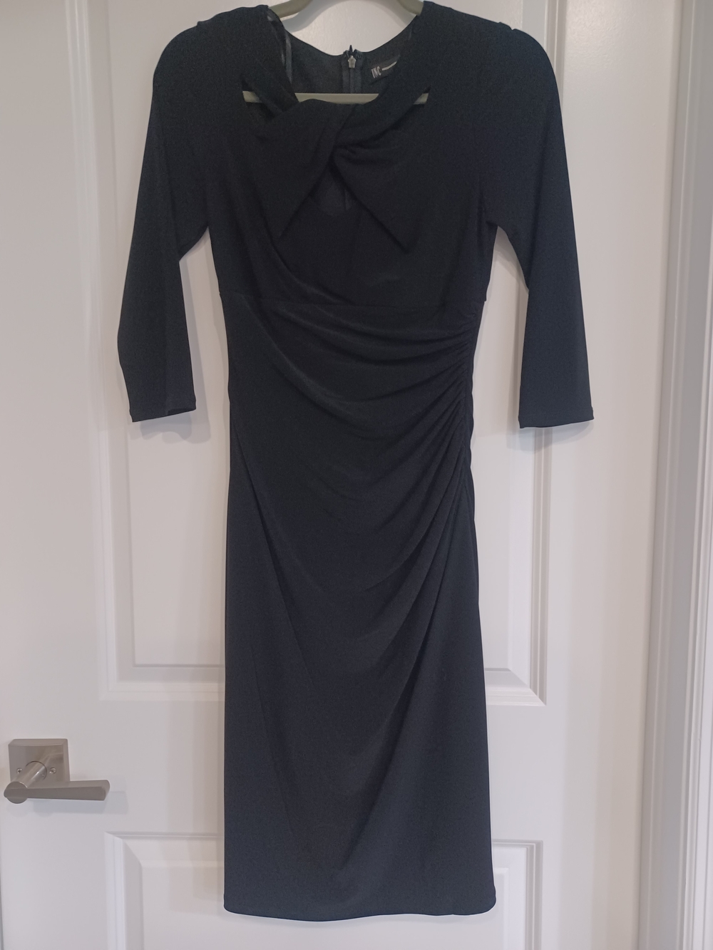 INC International Concepts Black Twist-Detail Midi Sheath Dress